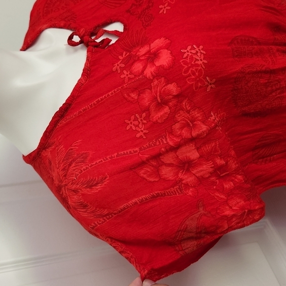 Cabali Red Floral Cover Up - Picture 6 of 13